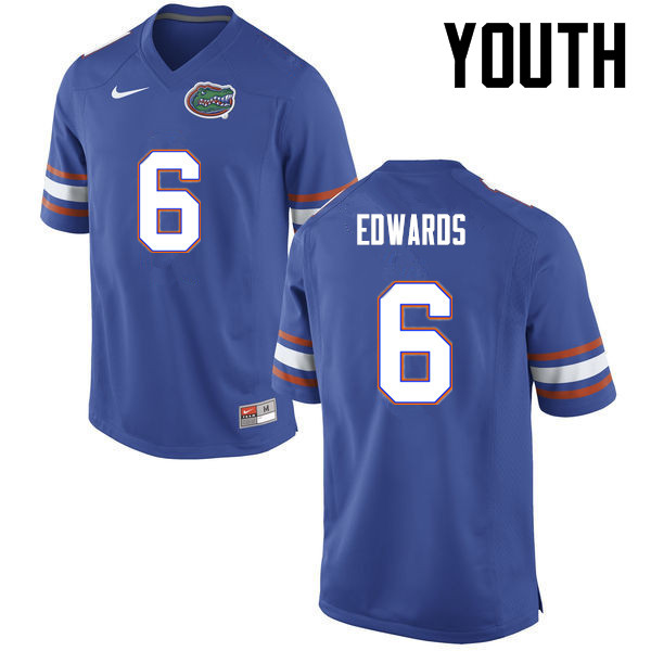 Youth Florida Gators #6 Brian Edwards College Football Jerseys-Blue